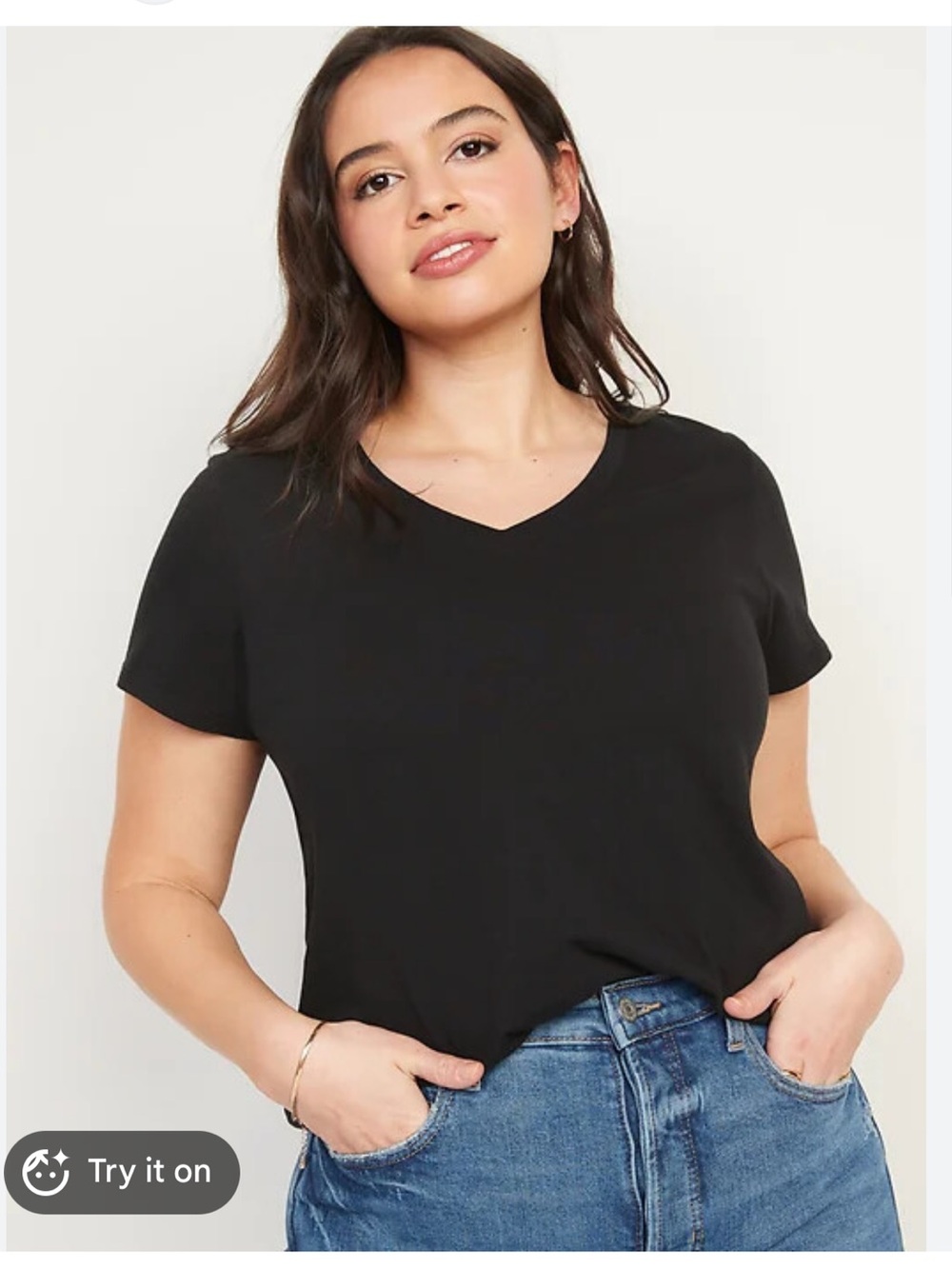 Old Navy Black V-Neck Short Sleeve Tee